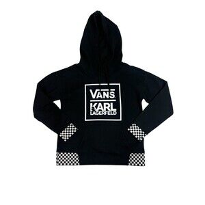 Vans x Karl Lagerfeld Hoodie Black Checkerboard Trim Men’s Small Street Skater